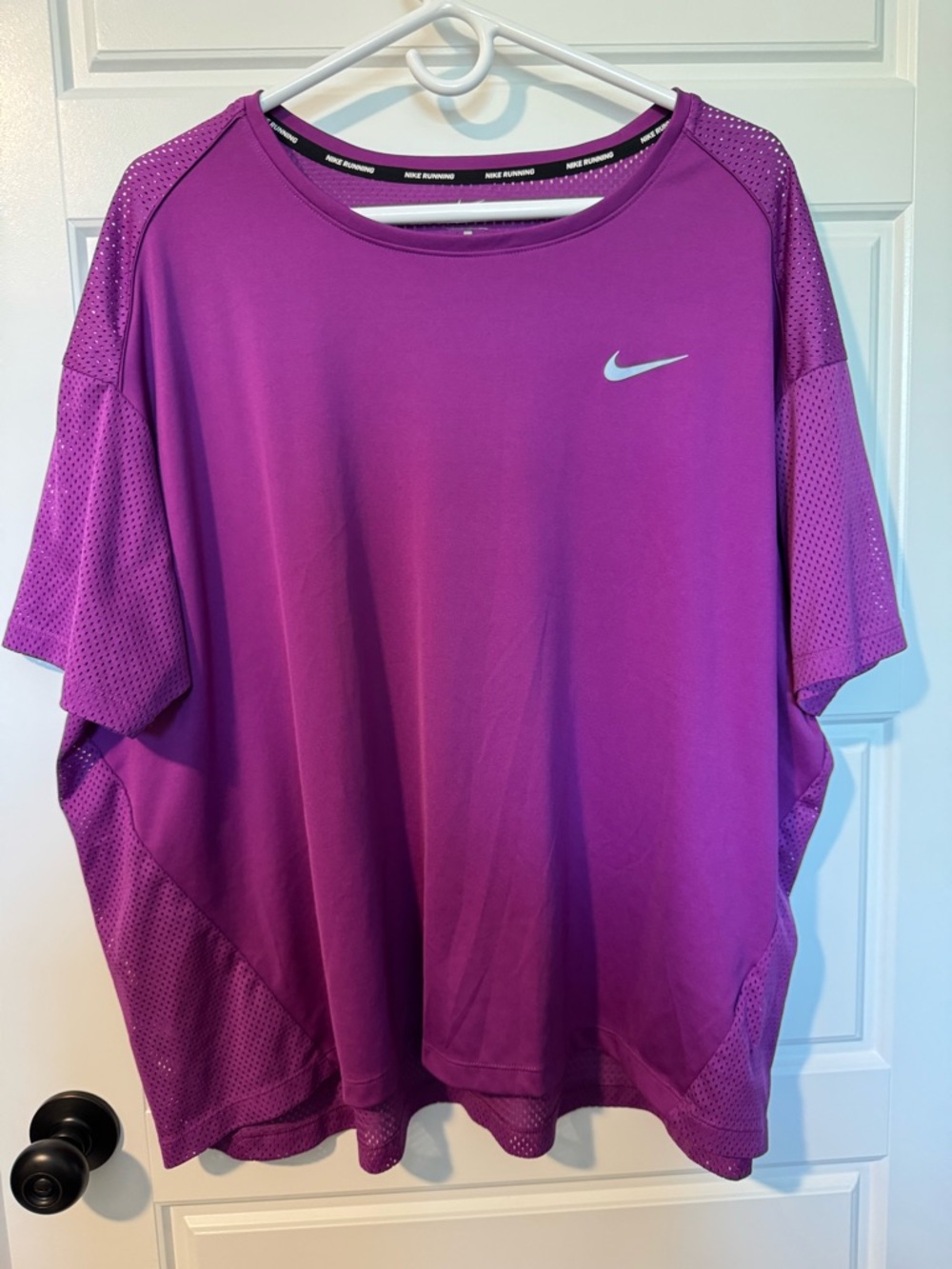 Nike Running Dri-Fit Mesh Back Short Sleeve Top, Purple, Size 3X